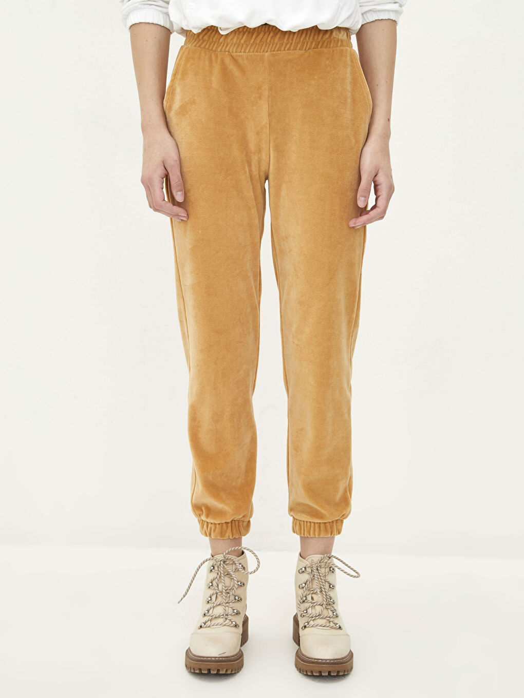 Elastic Waist Regular Velvet Women's Jogger Sweatpants -S28771Z8-GFE