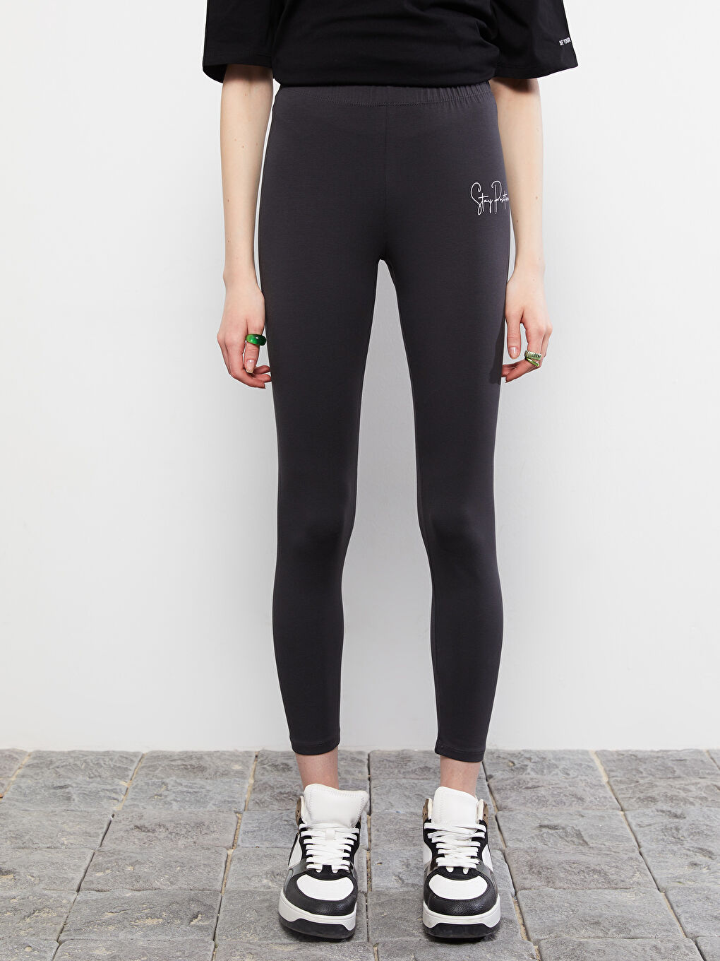 Elastic Waist Printed Cotton Women's Leggings-2