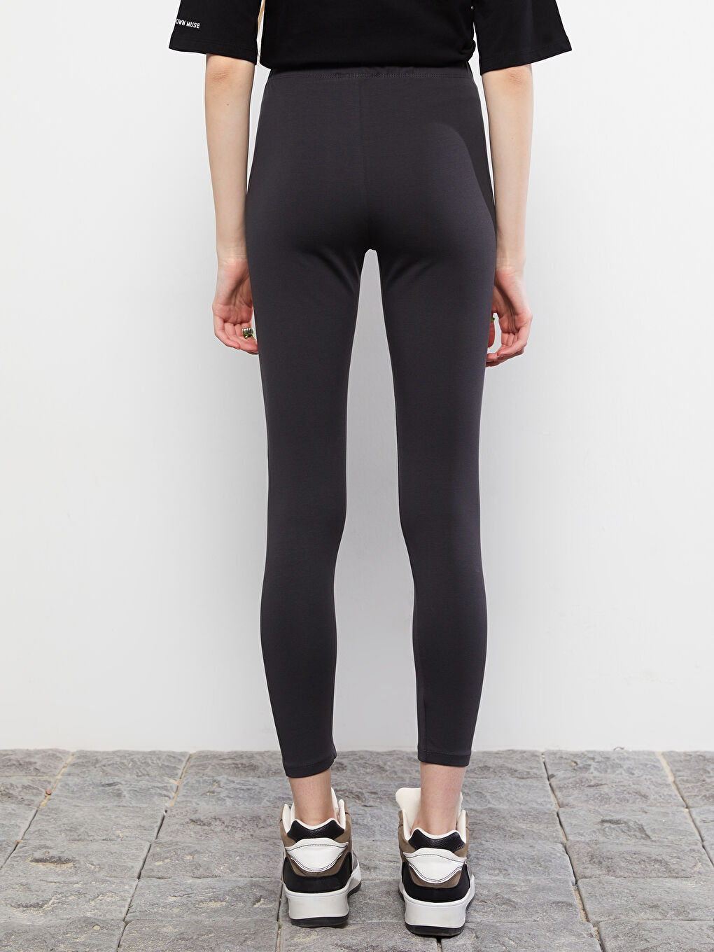 Elastic Waist Printed Cotton Women's Leggings-3