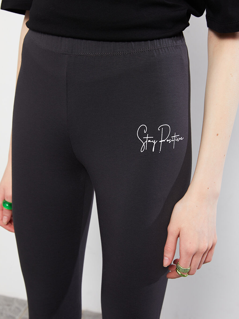 Elastic Waist Printed Cotton Women's Leggings-4