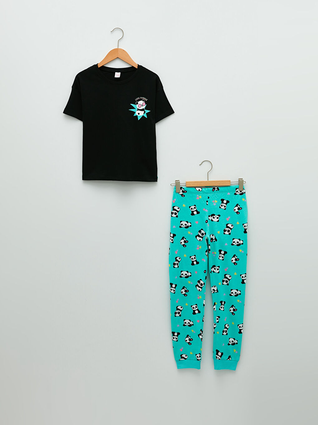 Crew Neck Printed Short Sleeve Girls' Pyjama Set