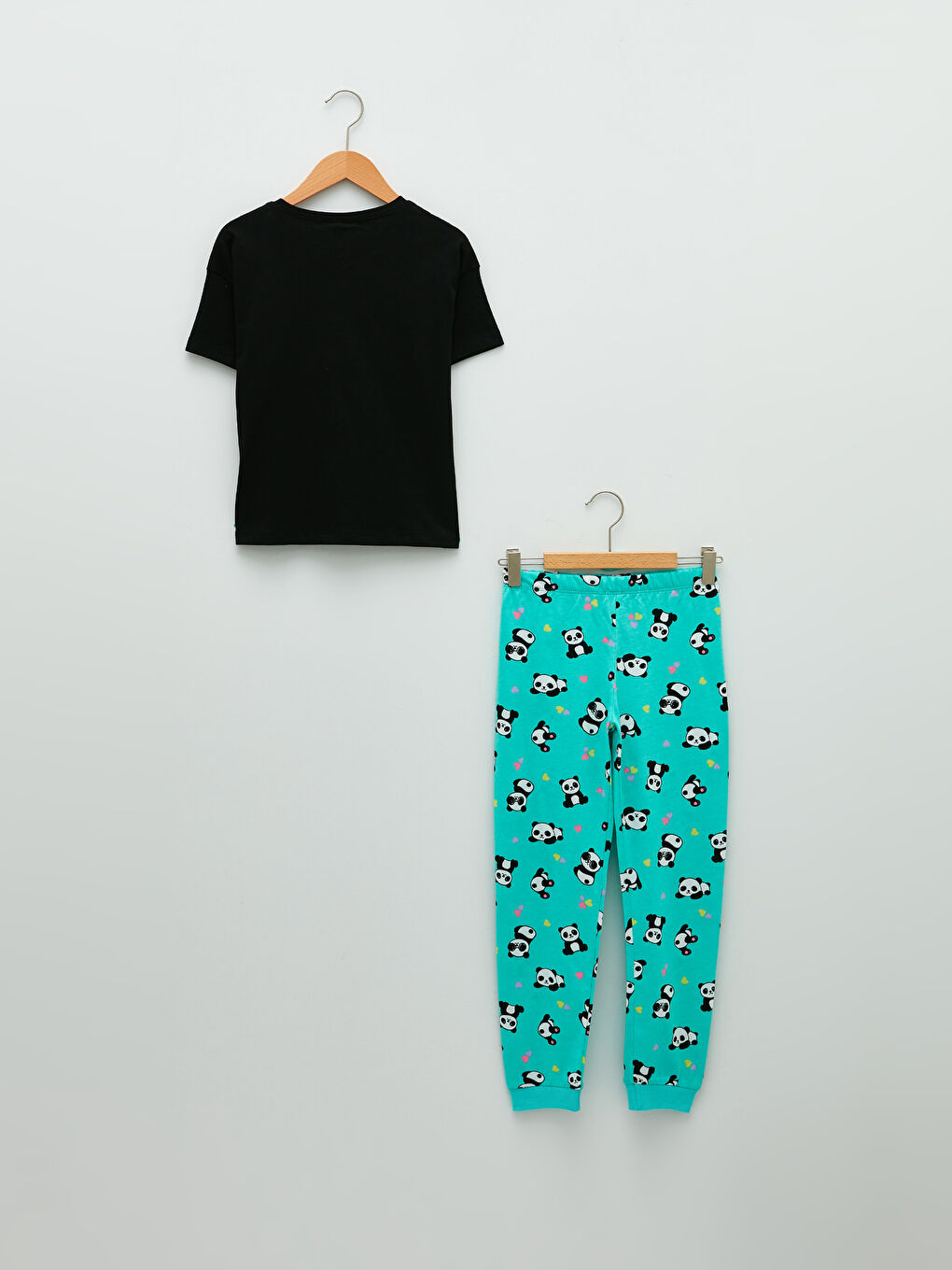 Crew Neck Printed Short Sleeve Girls' Pyjama Set-1