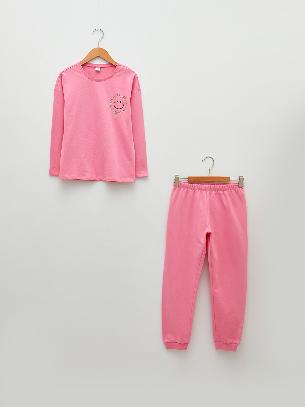Crew Neck Printed Long Sleeve Girl Pajama Set -S28779Z4-FNB