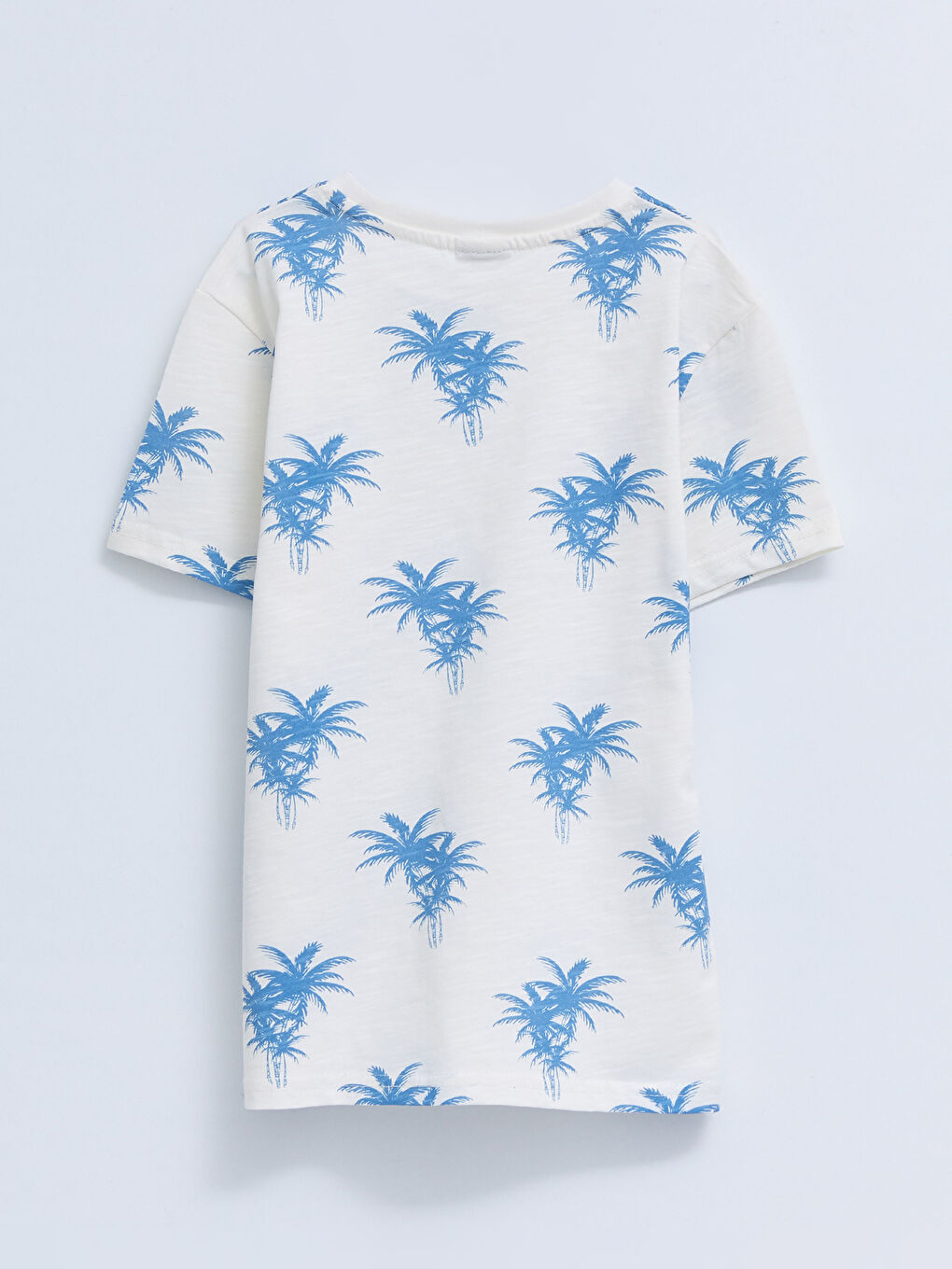 Mavi Bisiklet Yaka Baskılı Kısa Kollu Pamuklu Erkek Çocuk Tişört-1