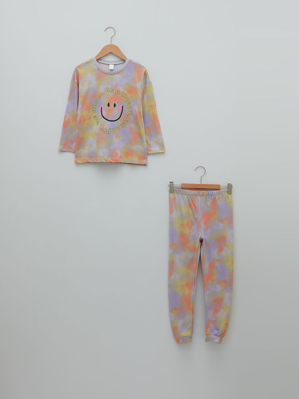 Beyaz Bisiklet Yaka Baskılı Uzun Kollu Kız Çocuk Pijama Takımı