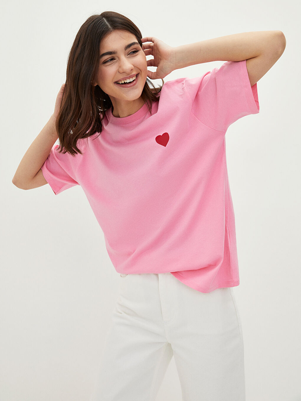 Crew Neck Printed Short Sleeve Cotton Women's T-shirt-1