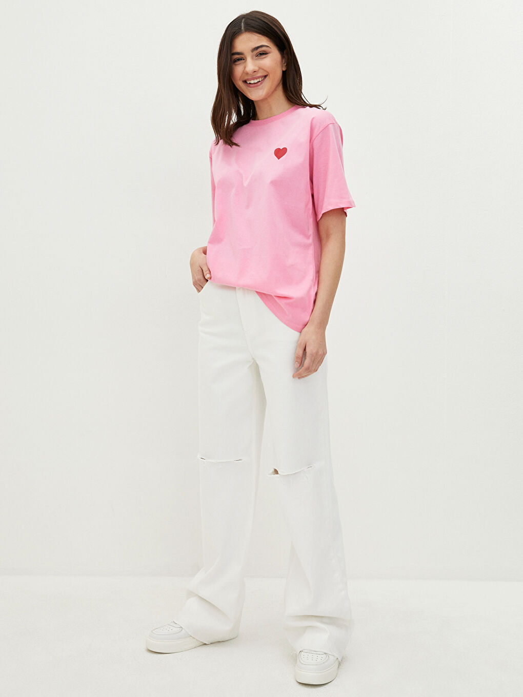 Crew Neck Printed Short Sleeve Cotton Women's T-shirt-2