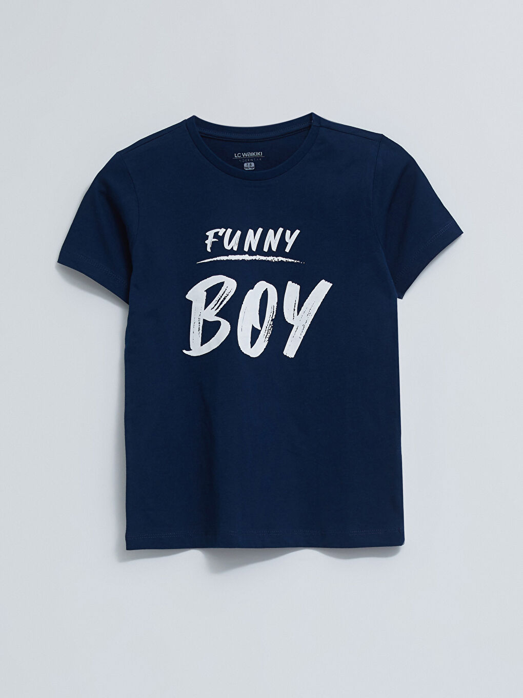 Lacivert Bisiklet Yaka Baskılı Kısa Kollu Erkek Çocuk Şortlu Pijama Takımı-1