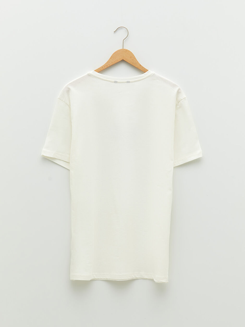 Beyaz Bisiklet Yaka Kısa Kollu Baskılı Penye Erkek Tişört-6