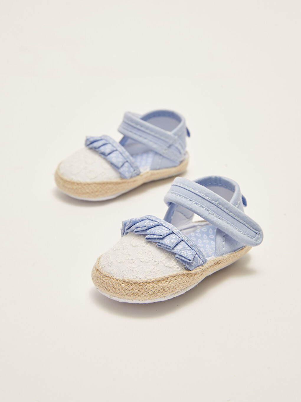Mavi Nakışlı Cırt Cırtlı Kız Bebek Yürüme Öncesi Ayakkabı-2