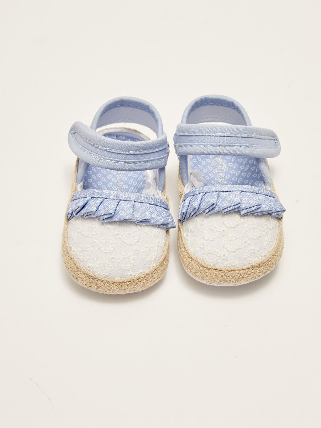 Mavi Nakışlı Cırt Cırtlı Kız Bebek Yürüme Öncesi Ayakkabı-4