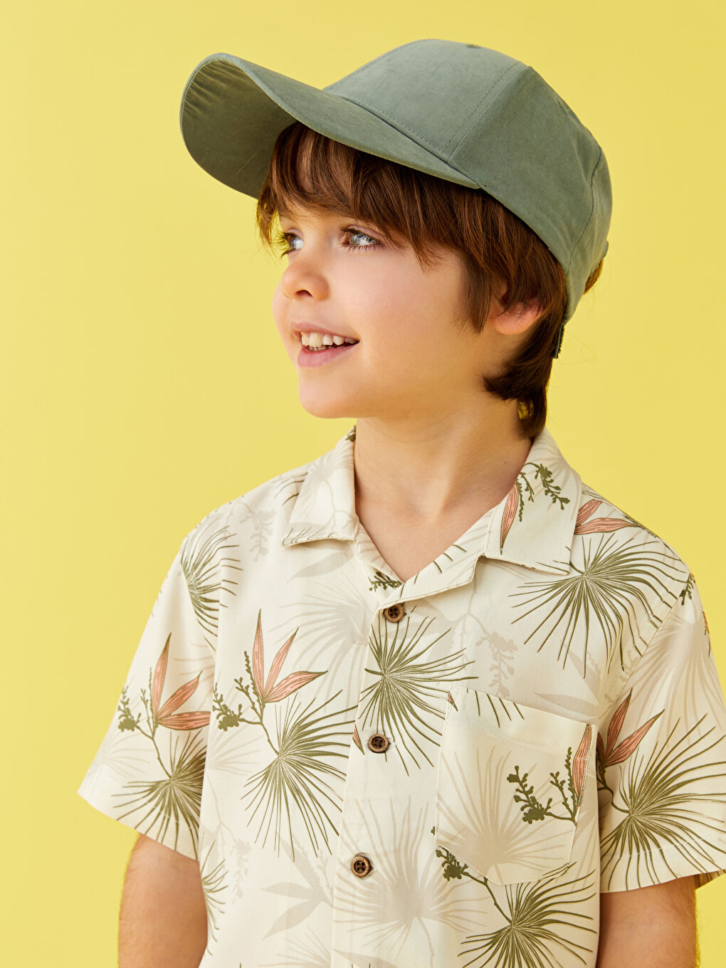 Patterned Short Sleeve Viscose Boy Shirt-2
