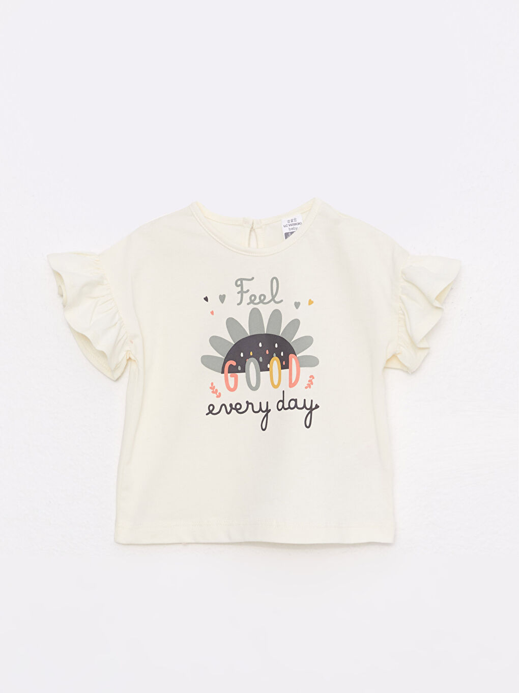 Crew Neck Short Sleeve Printed Baby Girls' T-Shirt and Shorts 2 Pack Set-1