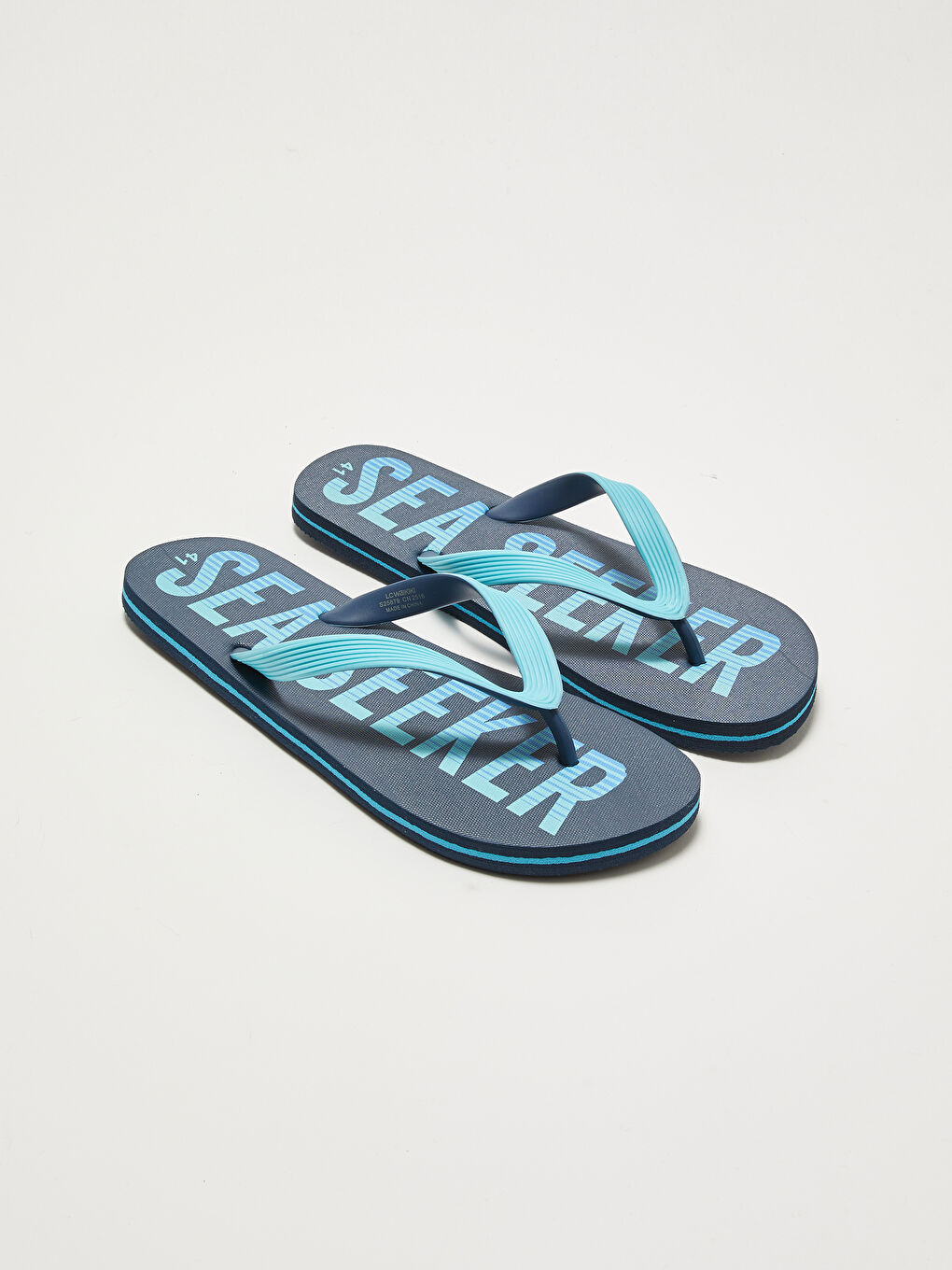 Lacivert Baskılı Parmak Arası Erkek Plaj Terliği