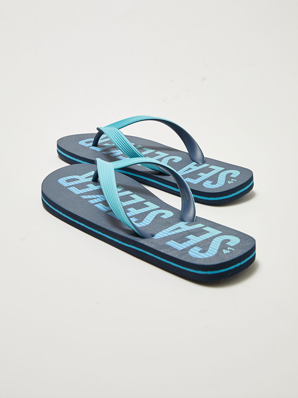 Lacivert Baskılı Parmak Arası Erkek Plaj Terliği-4