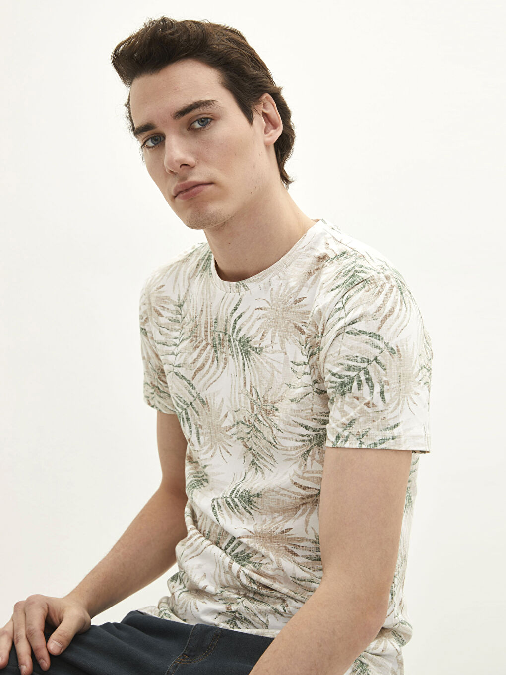 Crew Neck Short Sleeve Patterned Jersey Men's T-Shirt -S28860Z8-RHG