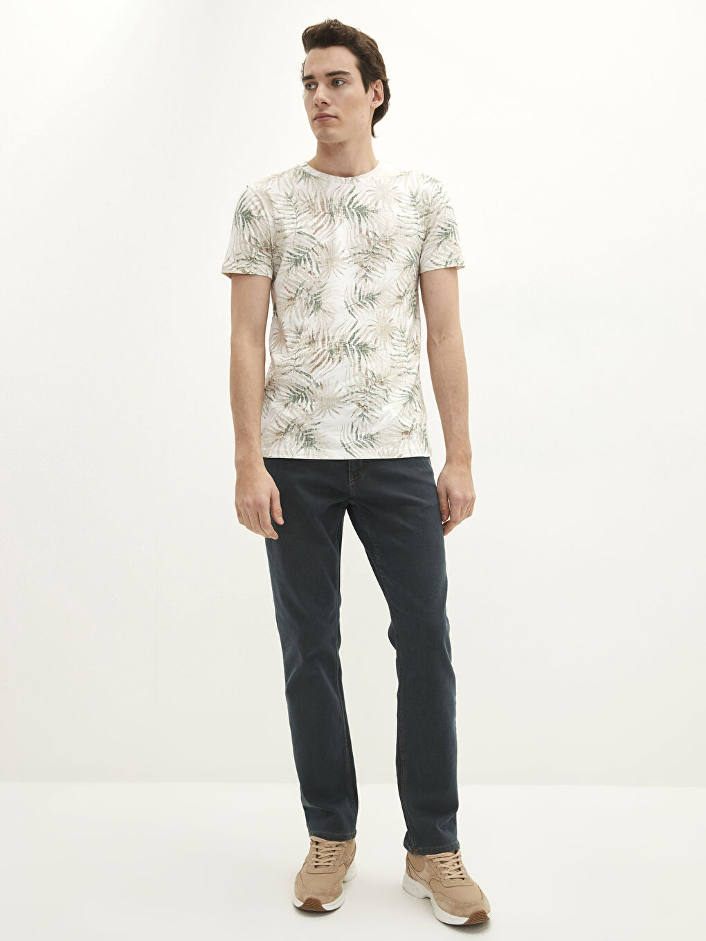 Crew Neck Short Sleeve Patterned Jersey Men's T-Shirt -S28860Z8-RHG