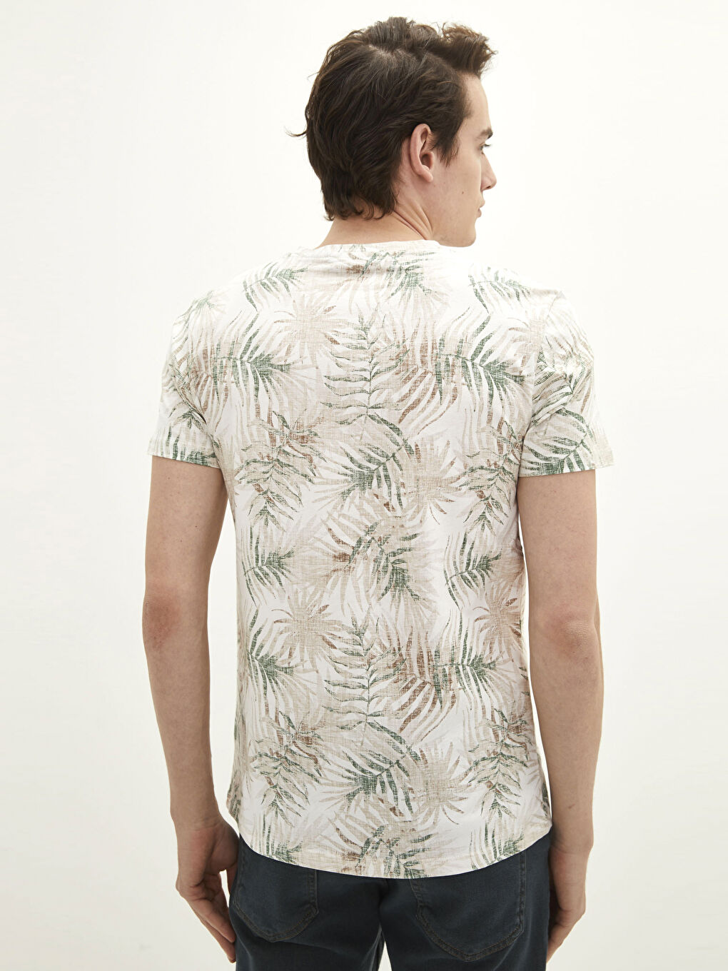 Crew Neck Short Sleeve Patterned Jersey Men's T-Shirt -S28860Z8-RHG