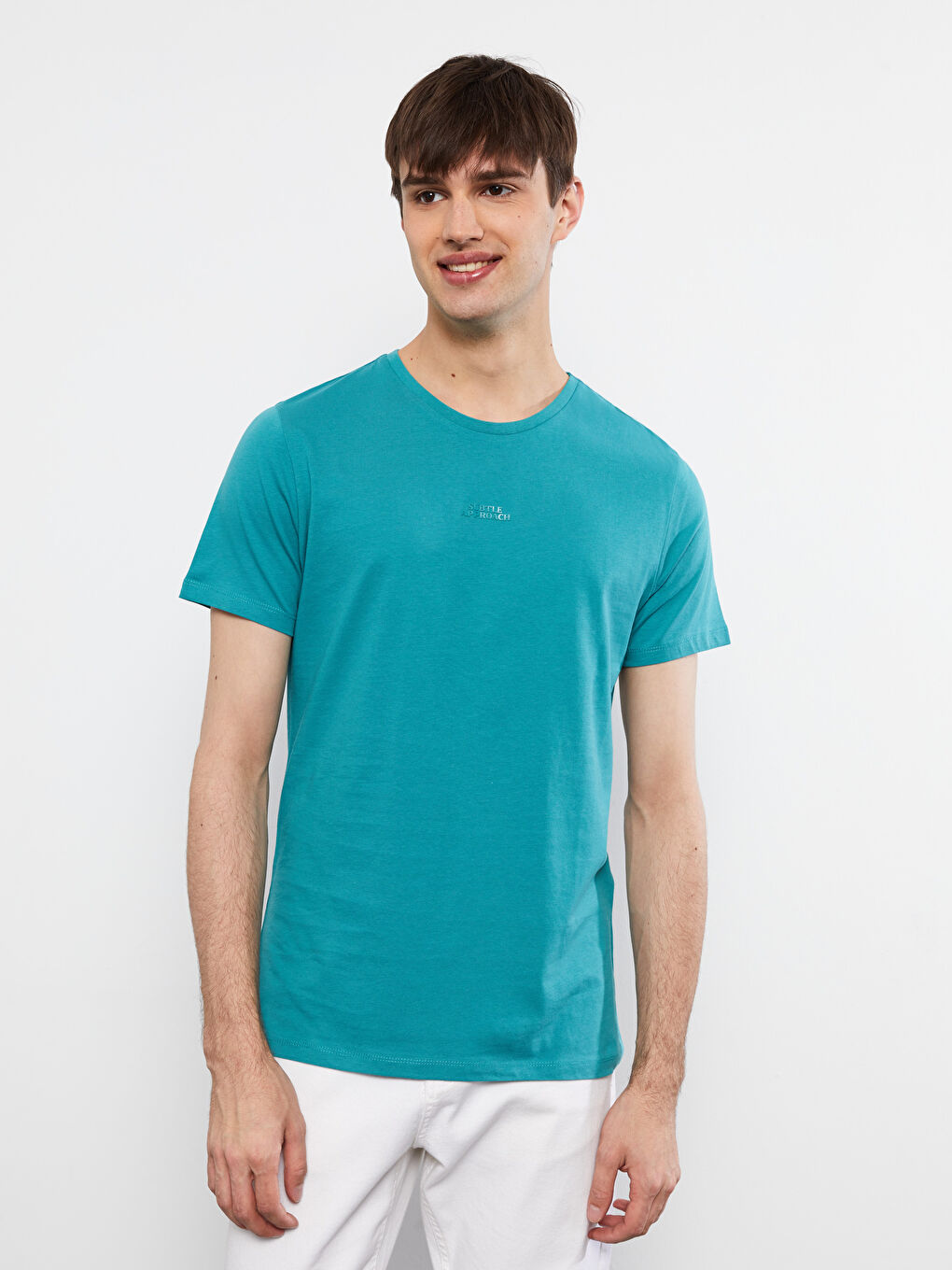 T-shirt pour hommes en coton peigné imprimé à manches courtes et col rond-2