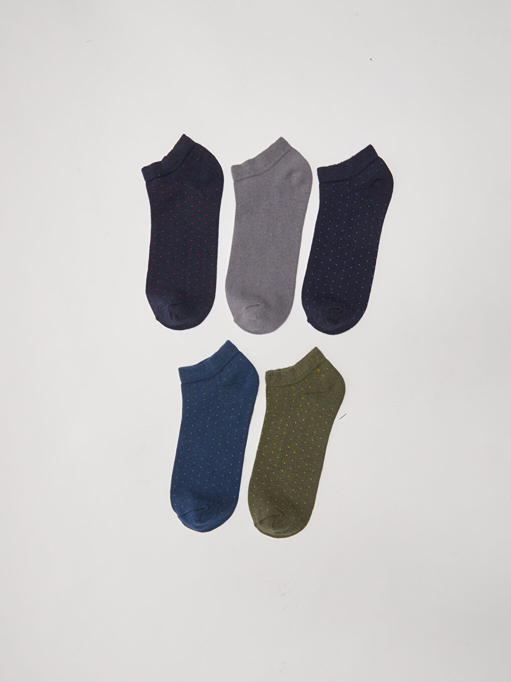 Karışık Puantiye Desenli Erkek Patik Çorap 5'li-1