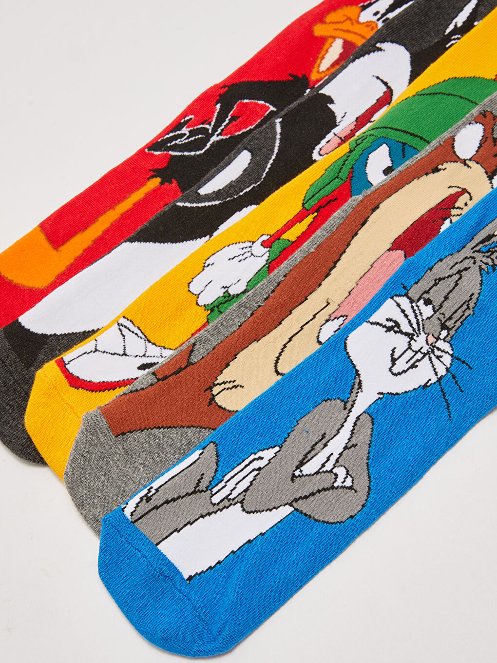 Karışık Bugs Bunny Baskılı Erkek Soket Çorap 5'li-2