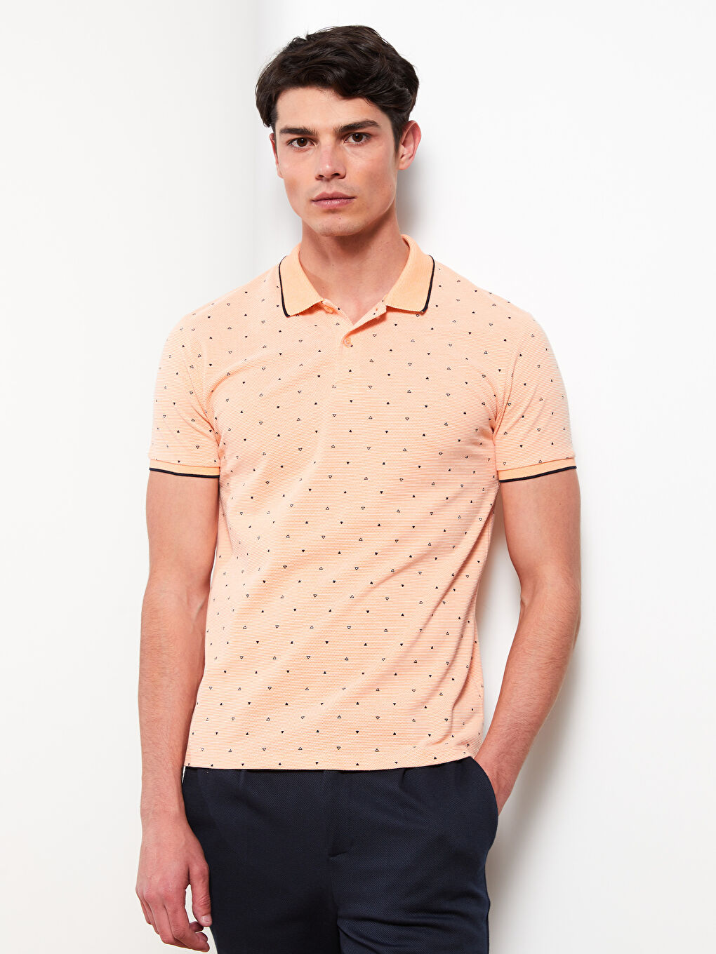 LCW Vision Polo Neck Short Sleeve Patterned Pique Men's T