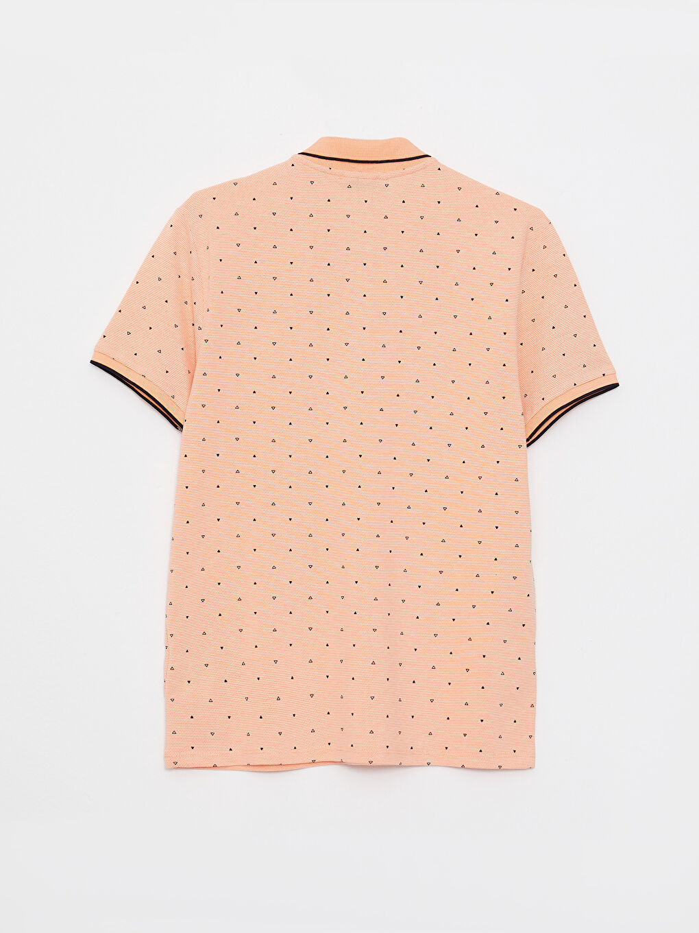 Turuncu Polo Yaka Kısa Kollu Desenli Pike Erkek Tişört-6