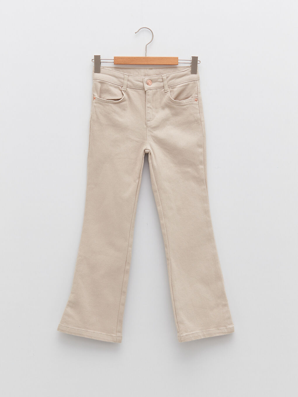 Bej Basic Gabardin İspanyol Paça Kız Çocuk Pantolon