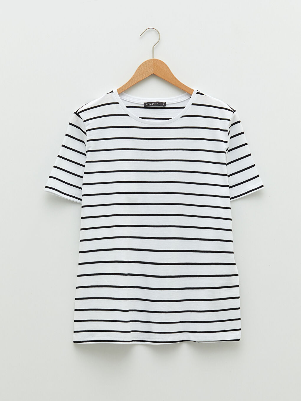 Crew Neck Striped Short Sleeve Cotton Women's T-Shirt-5