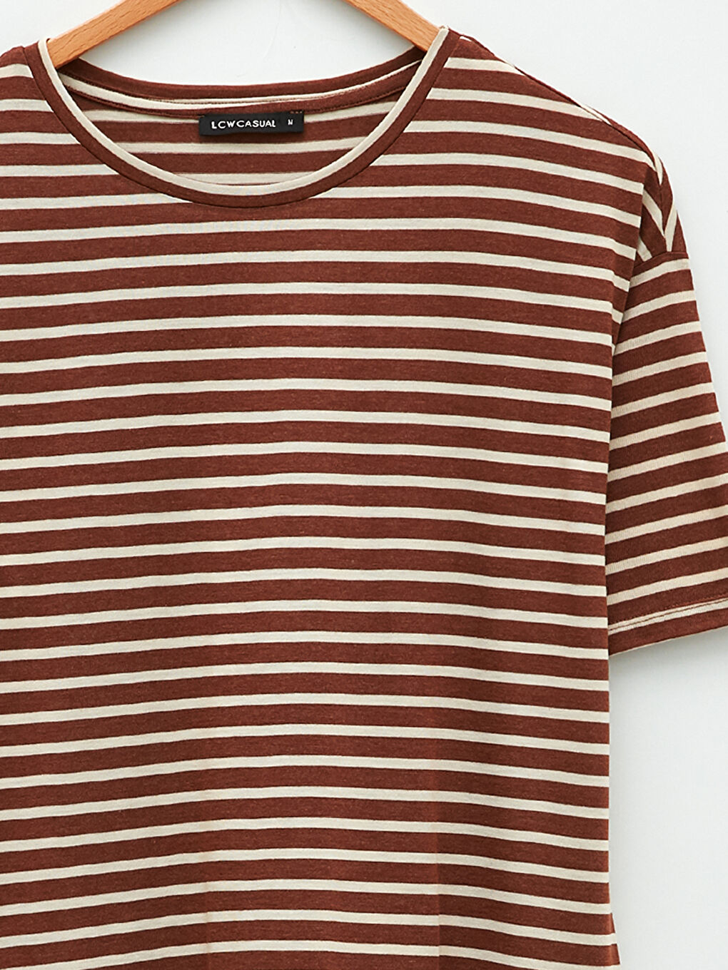 Футболка с круглым вырезом, полосатая, с коротким рукавом для женщин-8