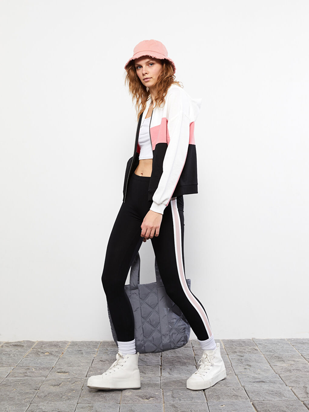 Siyah Beli Lastikli Düz Pamuklu Kadın Tayt