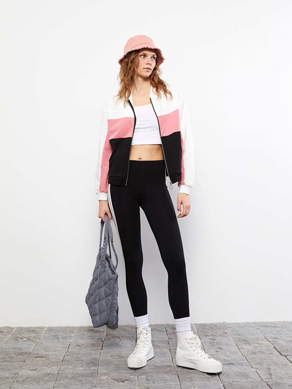 Siyah Beli Lastikli Düz Pamuklu Kadın Tayt-1