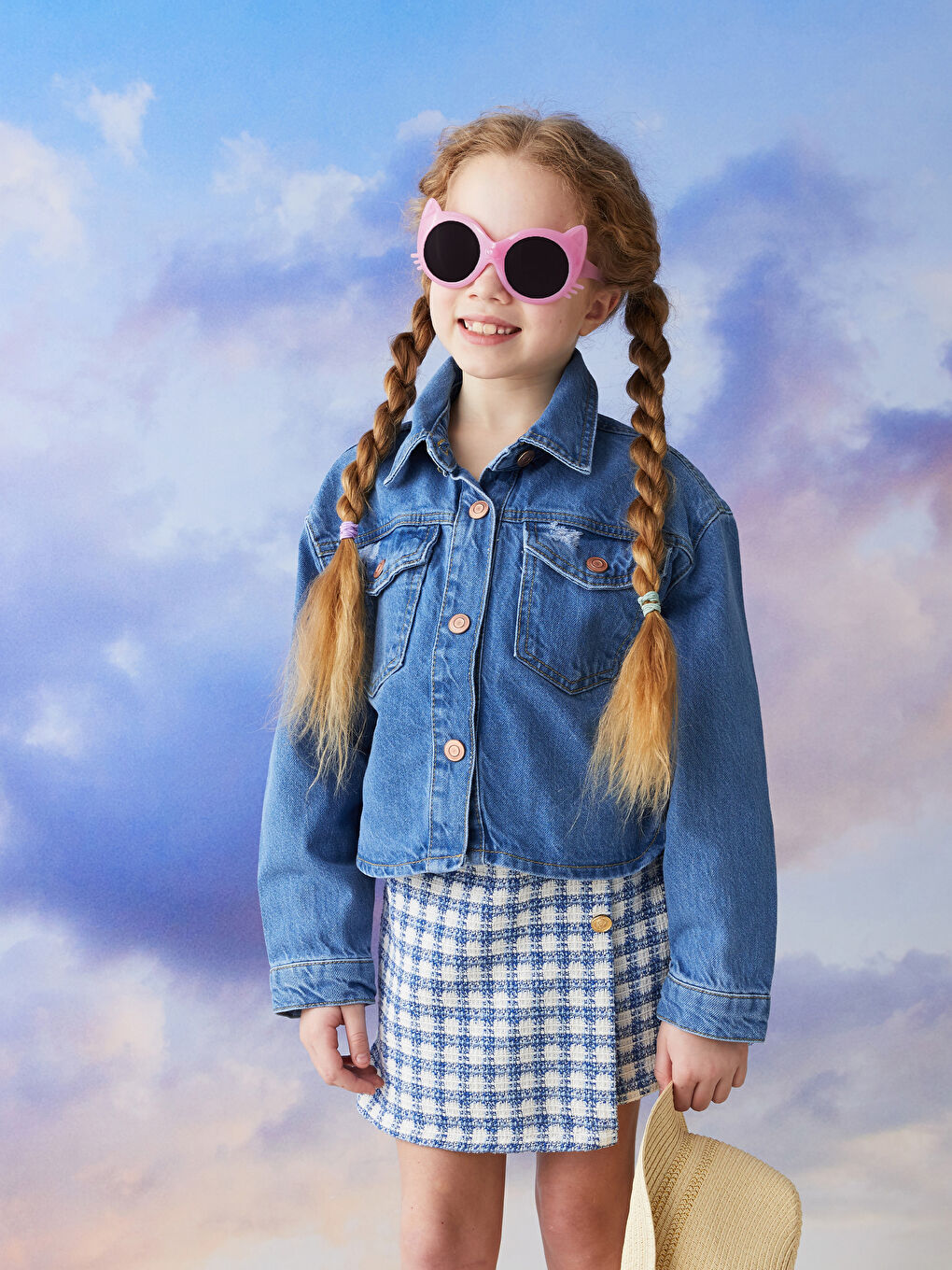 Jupe-Short Fille en Gabardine Écossaise-4