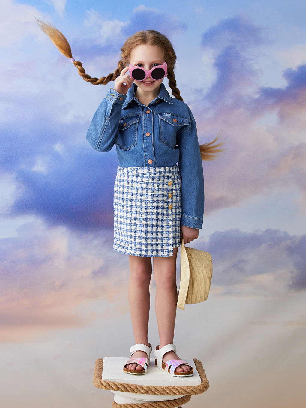 Jupe-Short Fille en Gabardine Écossaise-5