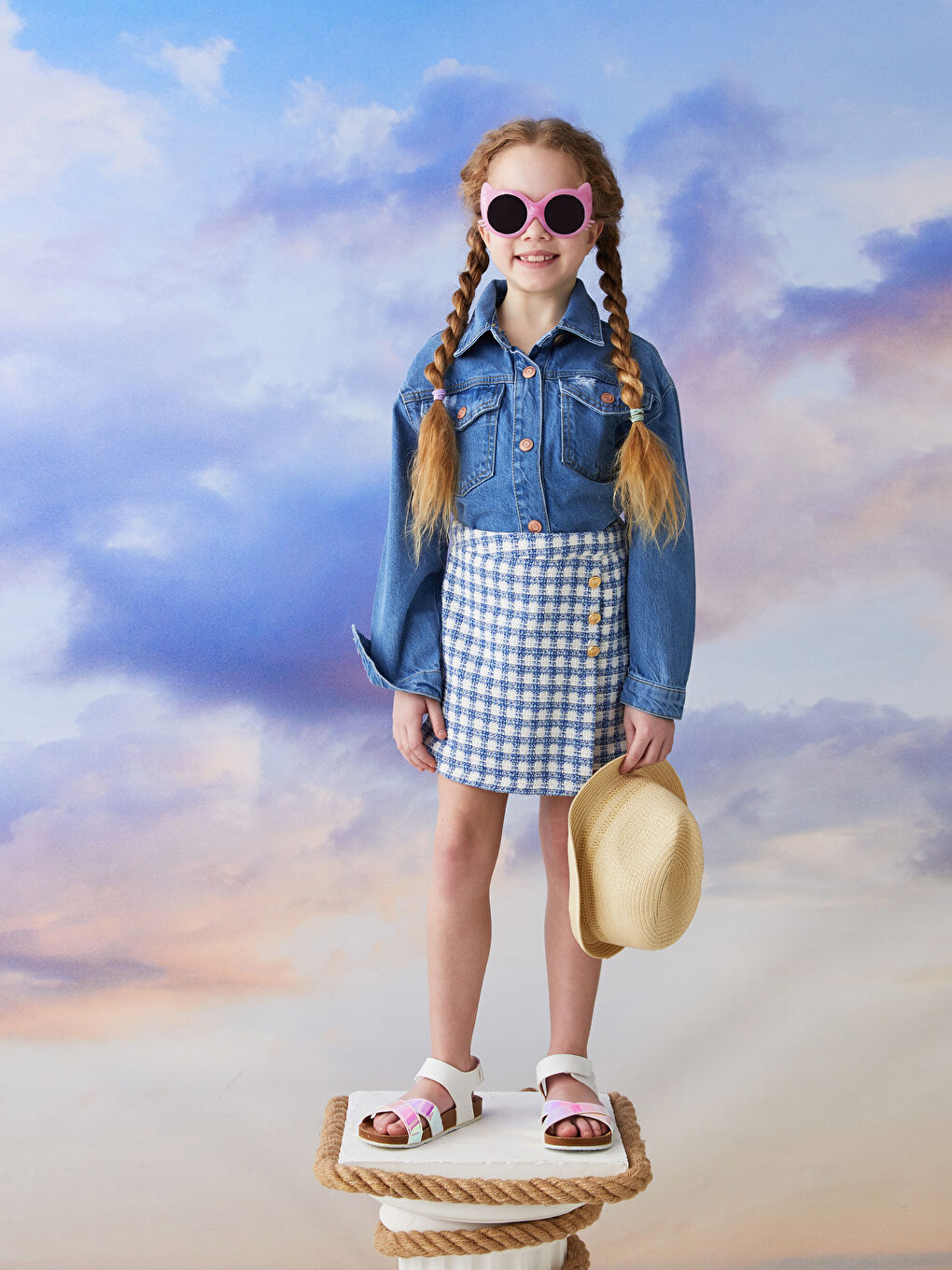 Jupe-Short Fille en Gabardine Écossaise-7