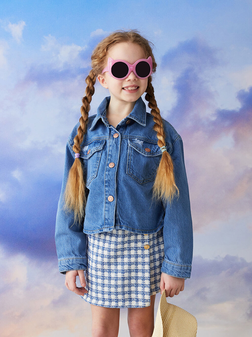 Jupe-Short Fille en Gabardine Écossaise