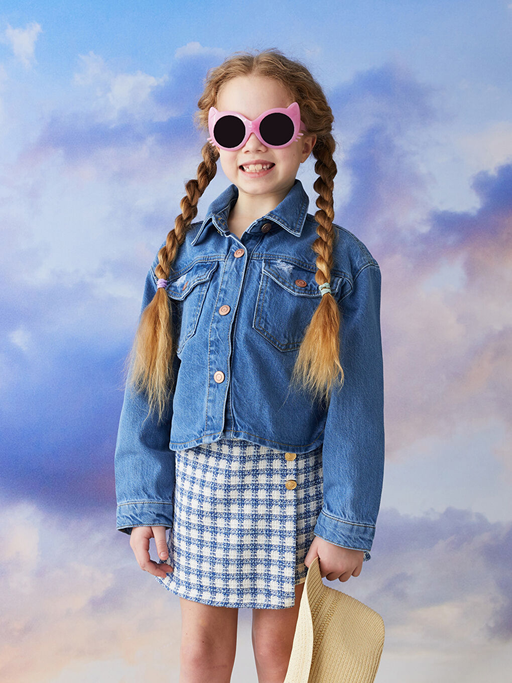 Jupe-Short Fille en Gabardine Écossaise-8