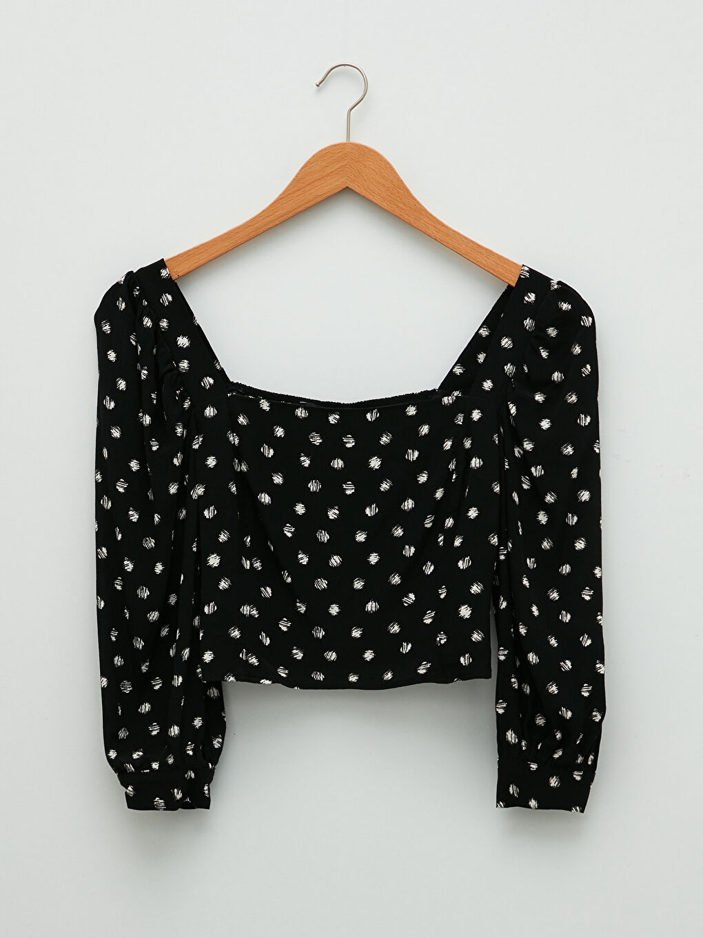 Square Collar Patterned Viscose Women's Blouse-5