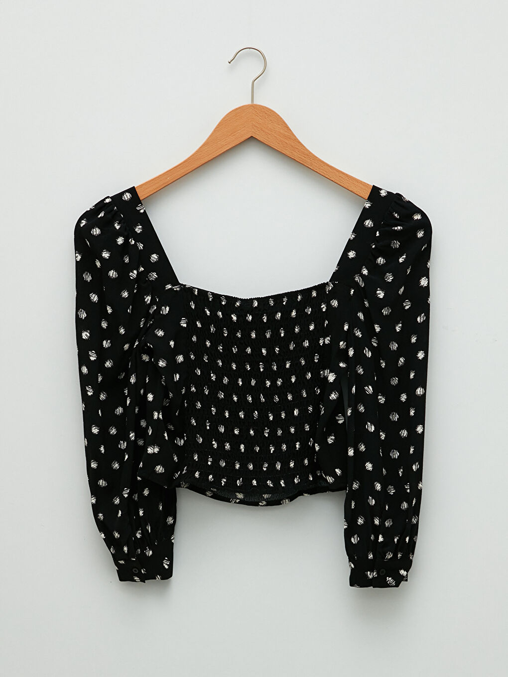 Square Collar Patterned Viscose Women's Blouse-6