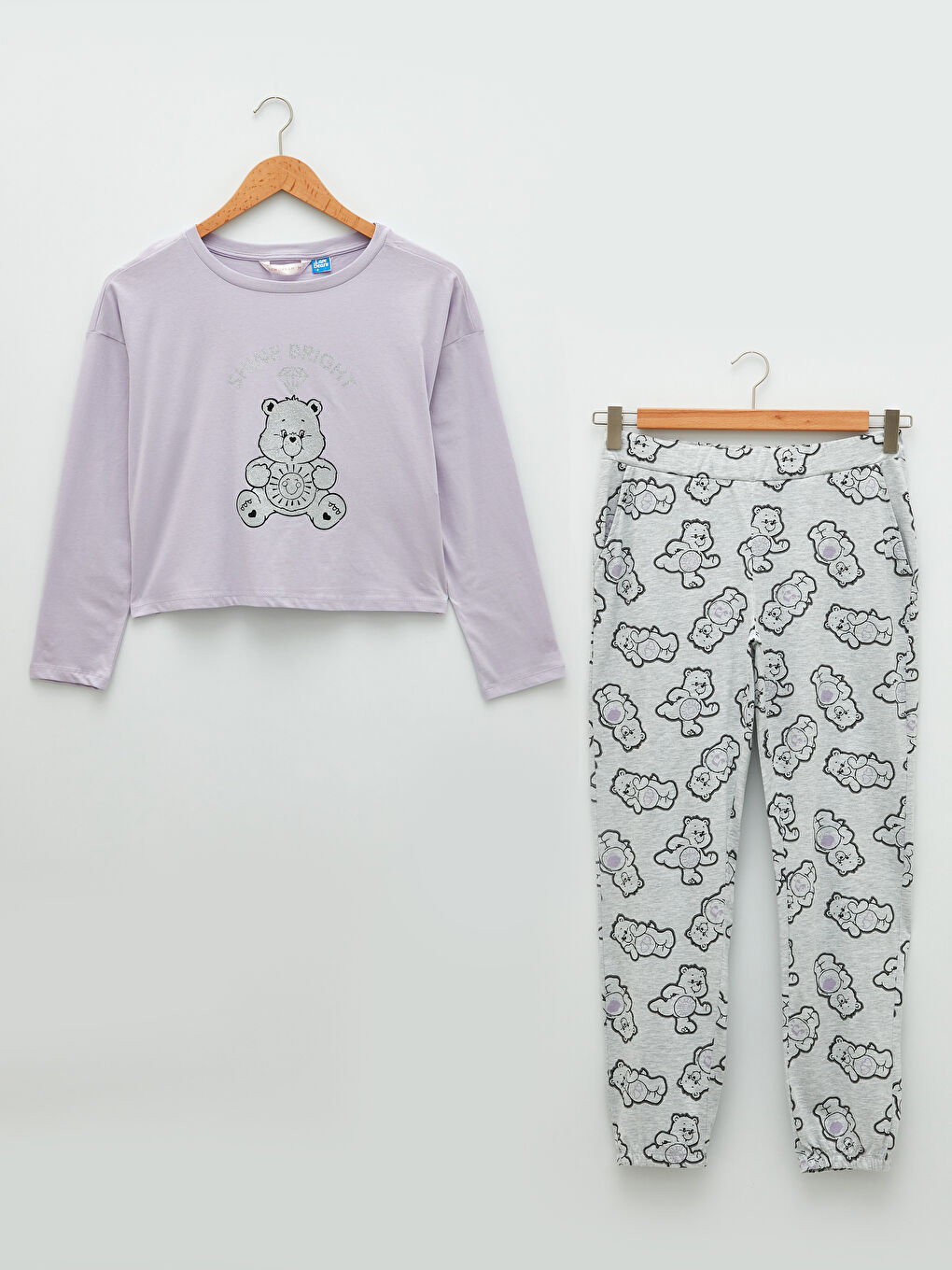 Crew Neck Care Bears Printed Long Sleeve Women's Pajamas Set -S29016Z8-998