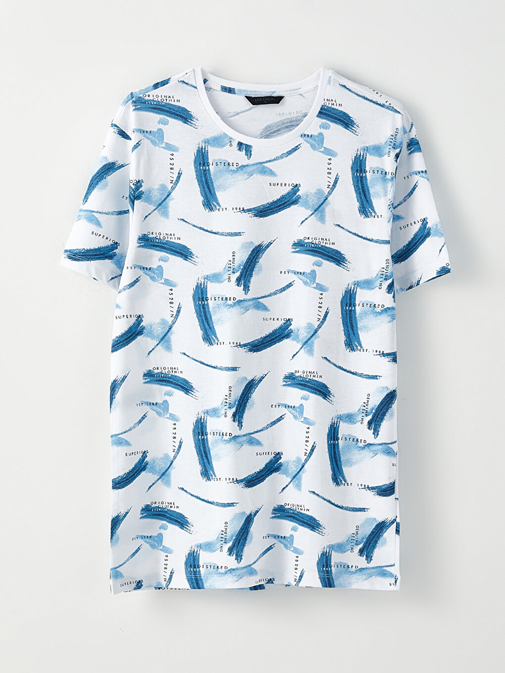 Crew Neck Short Sleeve Patterned Jersey Men's T-Shirt-5