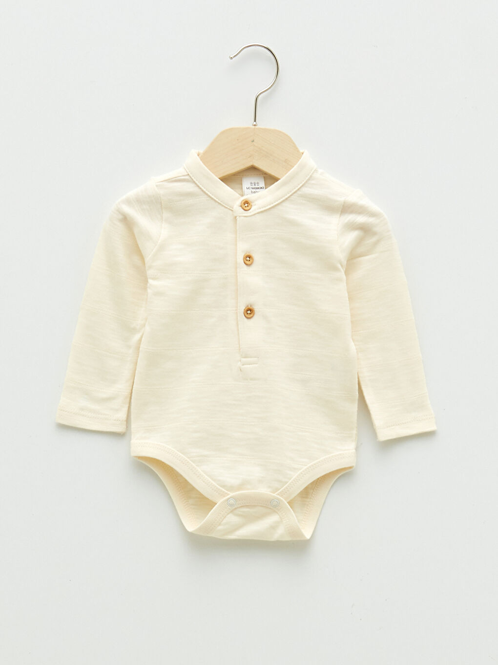 Ekru Hakim Yaka Uzun Kollu Erkek Bebek Çıtçıtlı Body