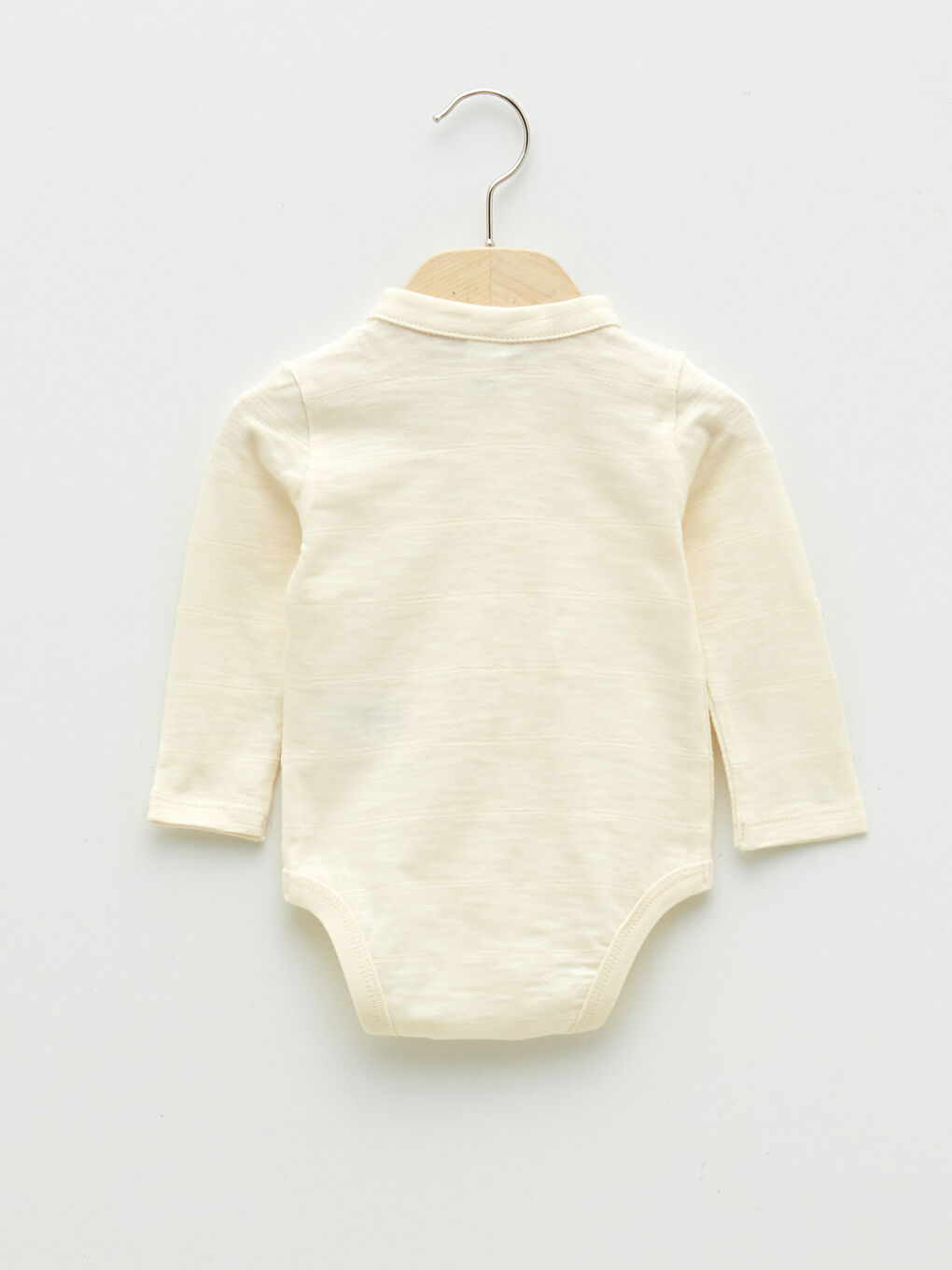 Ekru Hakim Yaka Uzun Kollu Erkek Bebek Çıtçıtlı Body-1