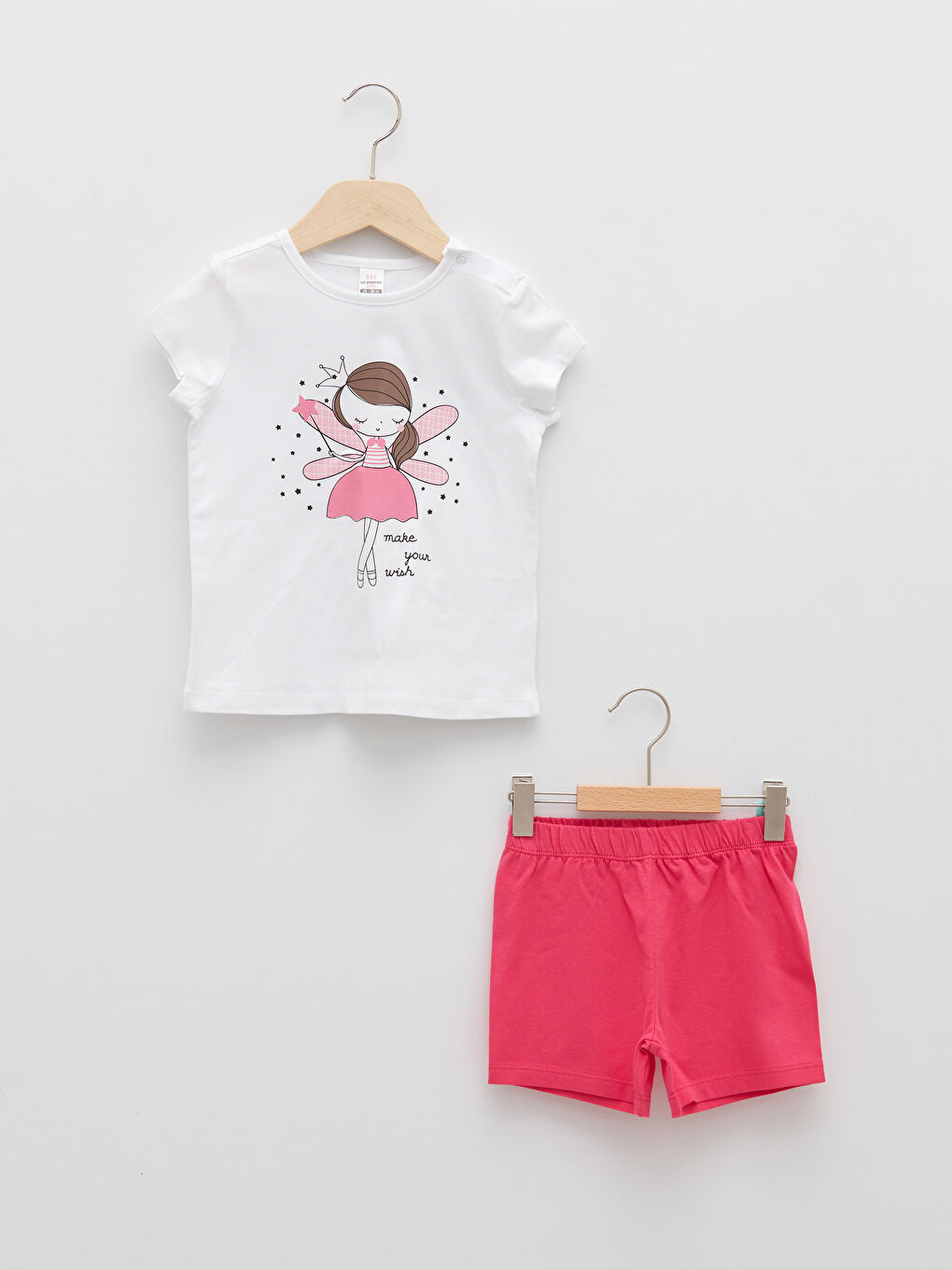 Ensemble de pyjama imprimé pour bébé fille à col rond et manches courtes