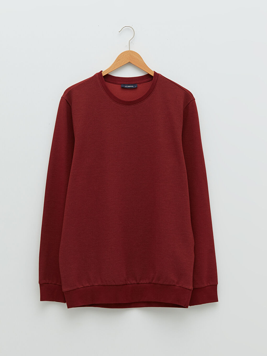 Bordo Bisiklet Yaka Uzun Kollu Erkek Sweatshirt-5