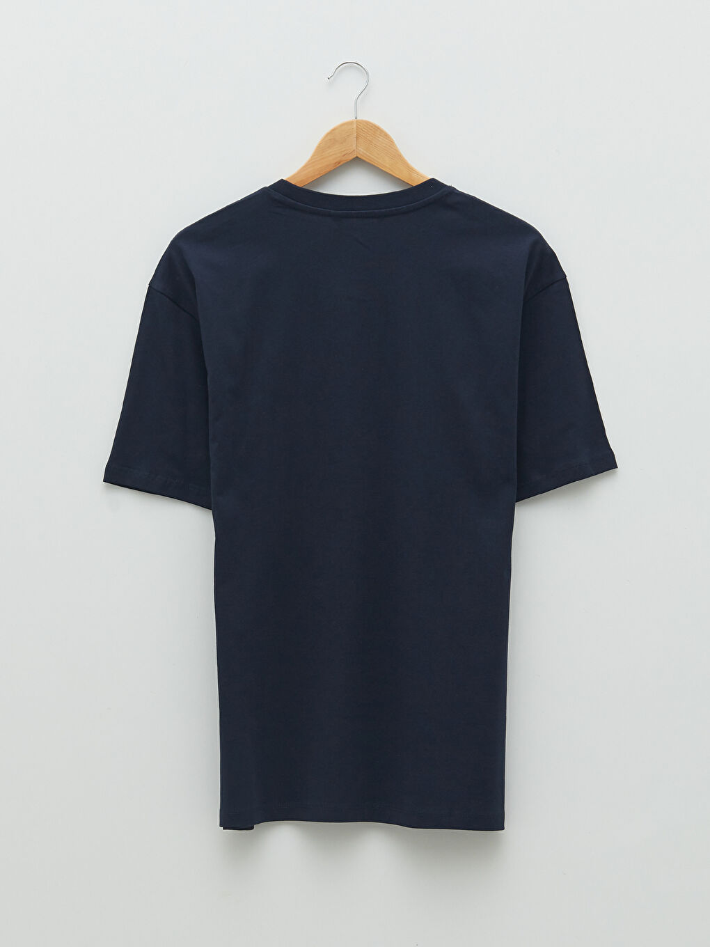 Lacivert Bisiklet Yaka Kısa Kollu Baskılı Penye Erkek Tişört-6