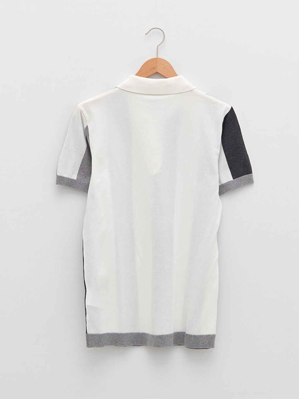 Ekru Polo Yaka Kısa Kollu Erkek Triko Kazak-6