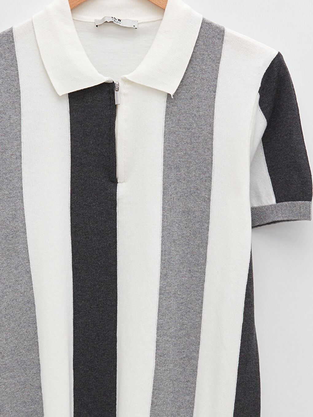 Ekru Polo Yaka Kısa Kollu Erkek Triko Kazak-7