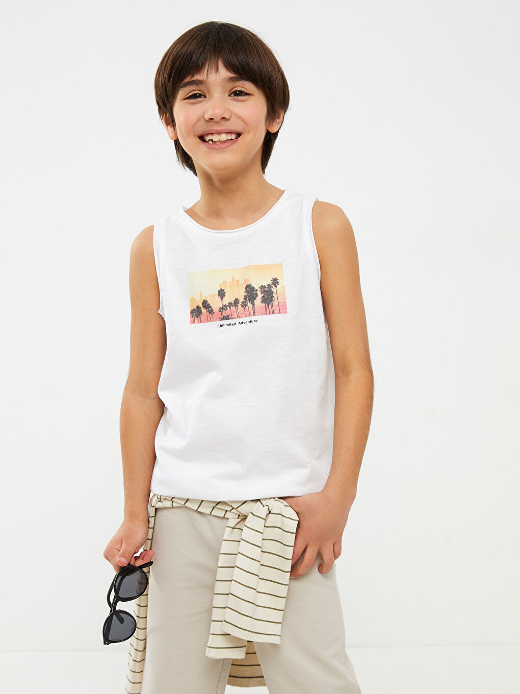 Ұлдарға арналған принтті дөңгелек жағалы майка-2