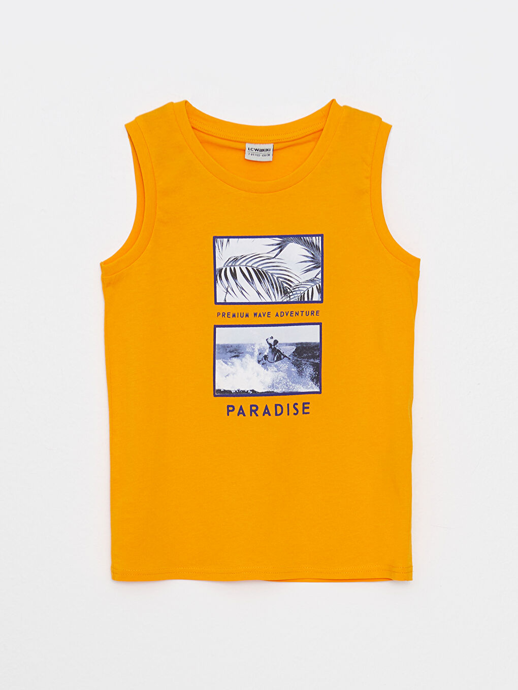 Turuncu Bisiklet Yaka Baskılı Pamuklu Erkek Çocuk Atlet